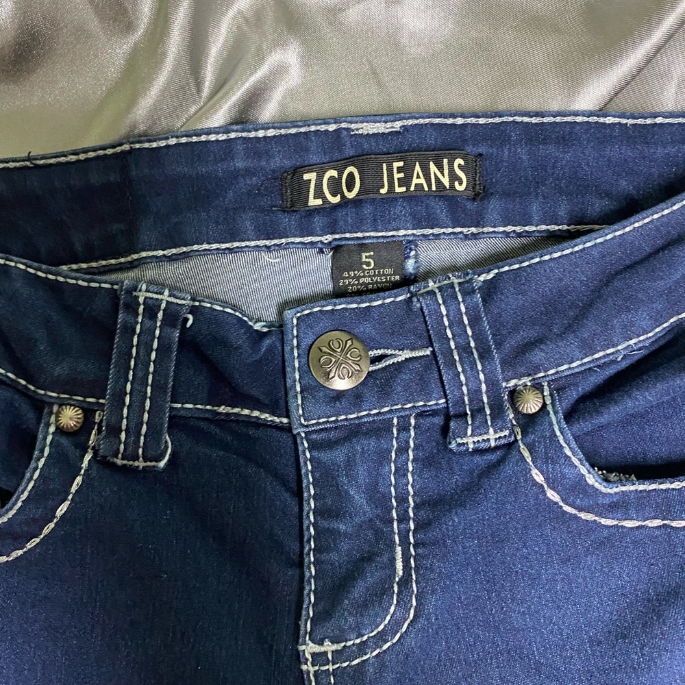 NWOT ZCO Dark Blue Skinny Jeans Embroidered & Embellished - Picture 3 of 5